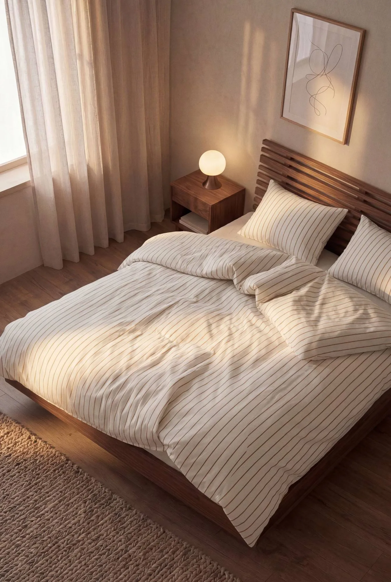Soft Påslakanset, 150x210/50x60 cm, Offwhite-karamell Juna