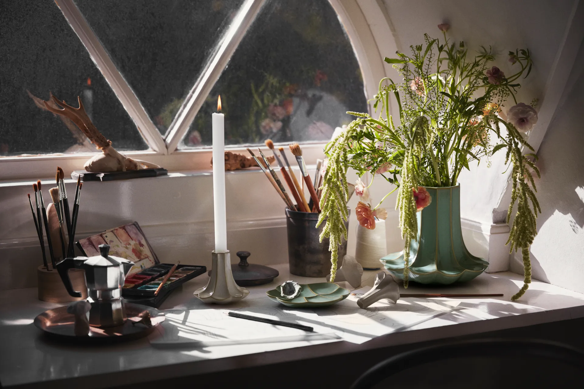 Kantarell vas, Grön, 20,5 cm Kähler