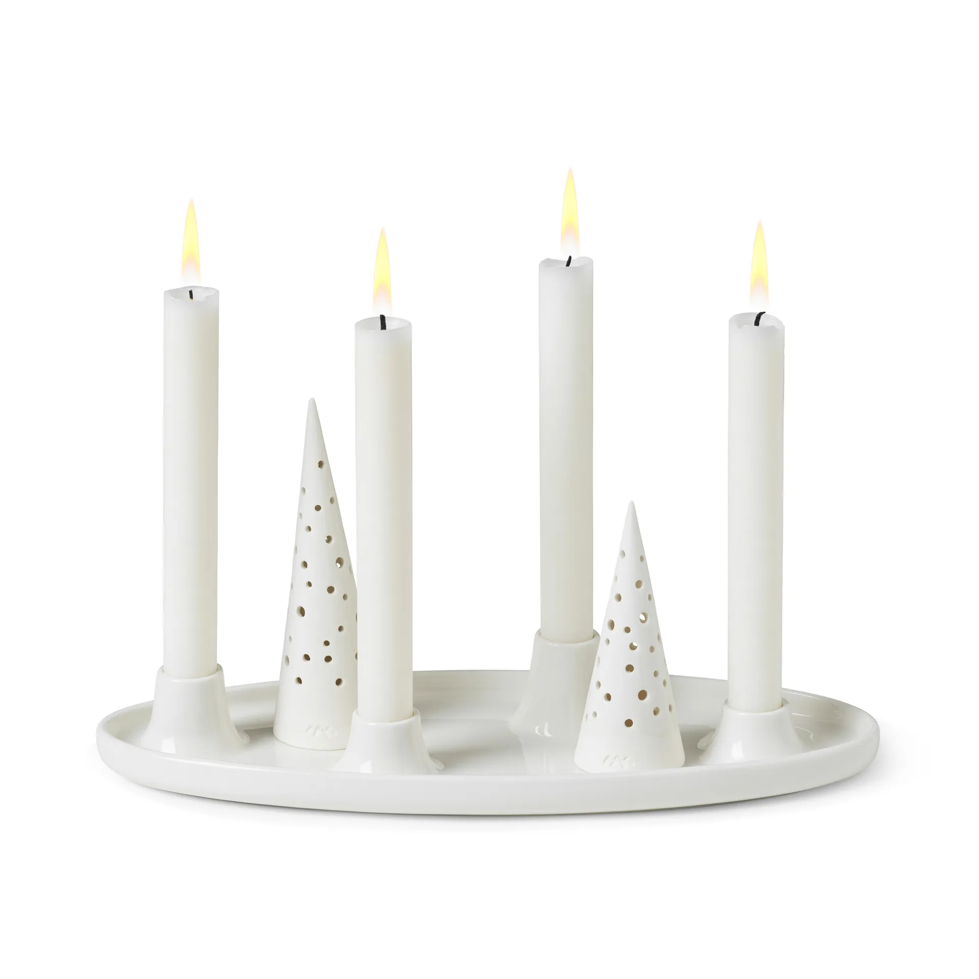 Nobili oval adventsljusstake 33 cm, Vit Kähler
