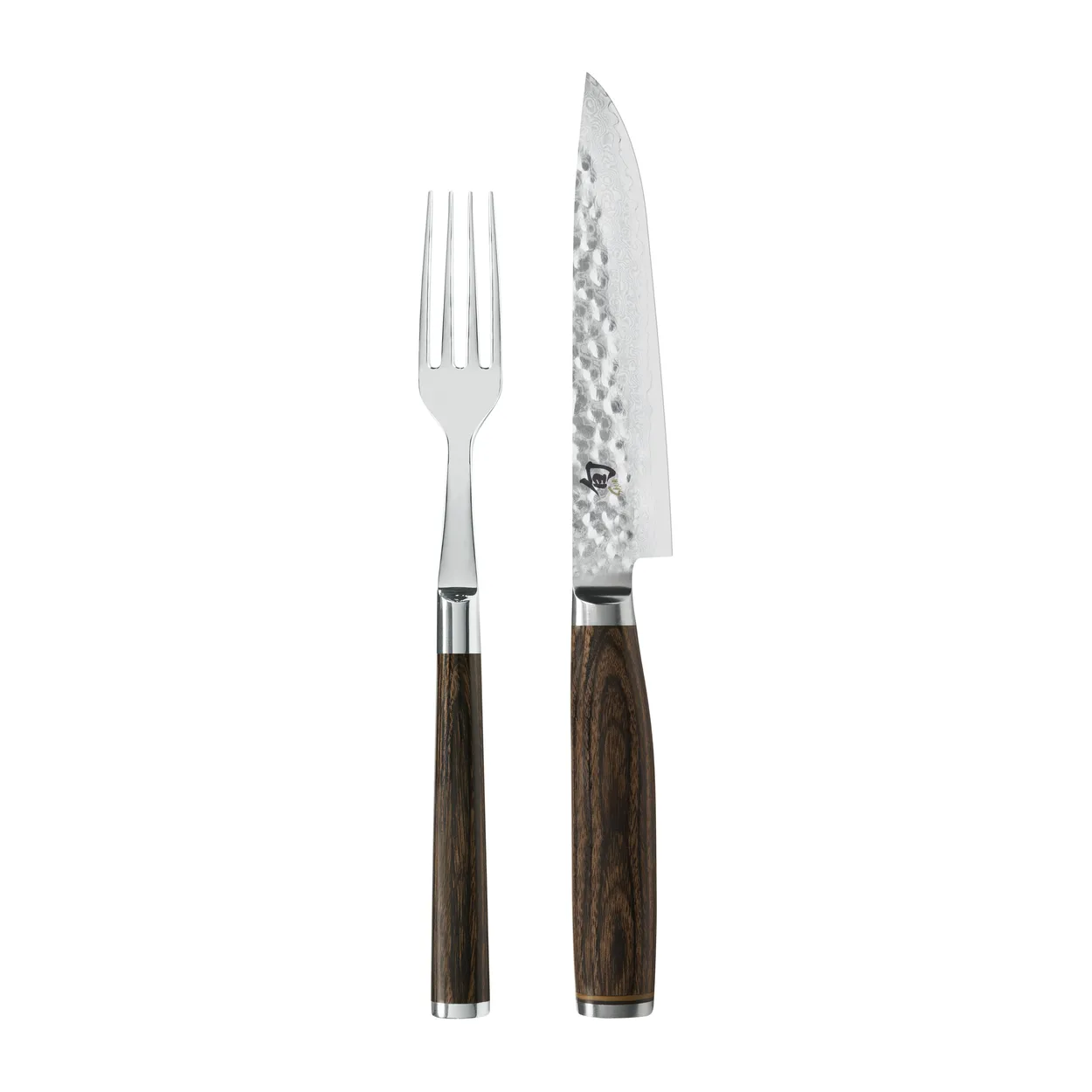 Kai Shun Premier kniv & gaffel set Krom-brun | Skandinavisk Design | Grillbestick | Brun