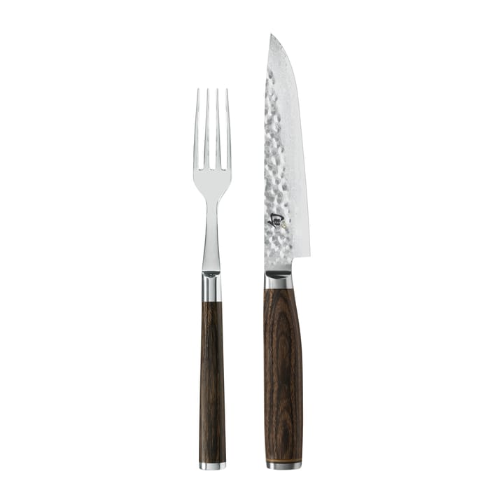 Kai Shun Premier kniv & gaffel set - Krom-brun - KAI