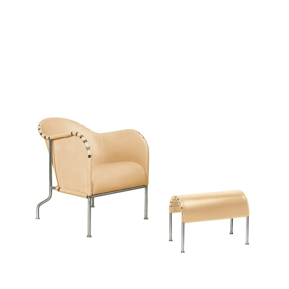 Källemo Bruno fåtöljpaket - natur, kromstativ | Skandinavisk Design | Fåtöljer & Fotpallar | Beige