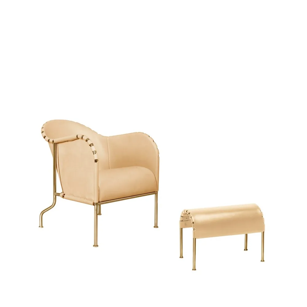 Källemo Bruno fåtöljpaket - natur, mässingsstativ | Skandinavisk Design | Fåtöljer & Fotpallar | Beige