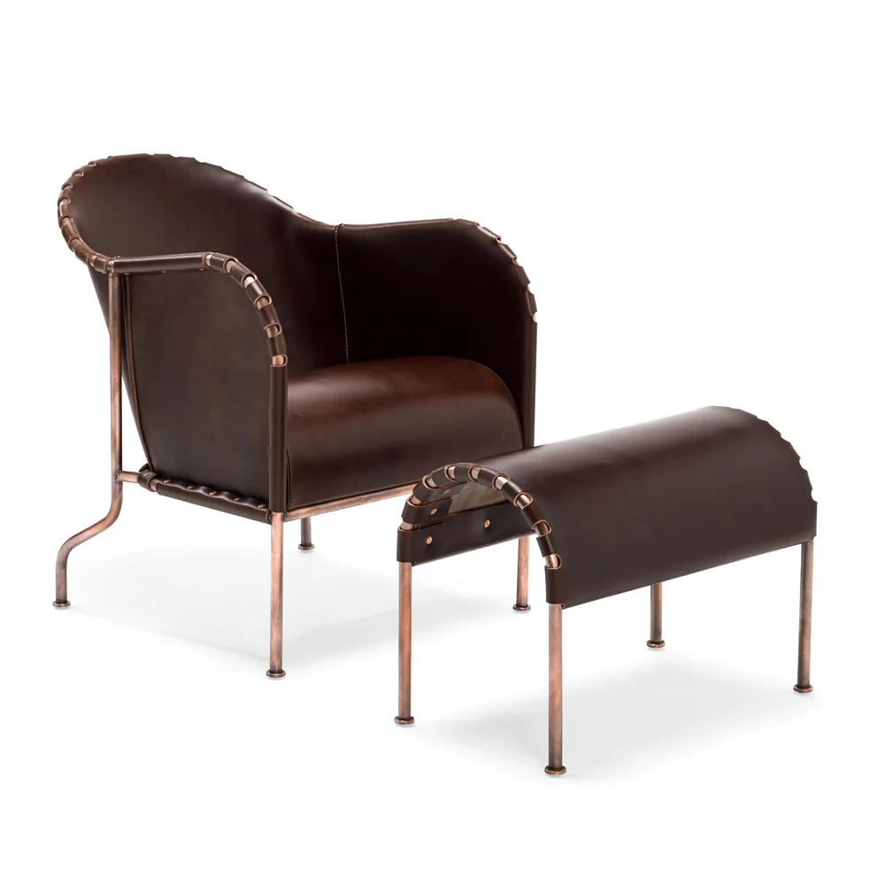 Bruno fotpall, Kärnläder svart-kromstativ Källemo