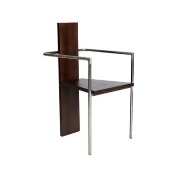 Concrete karmstol - Valnötsbetsad ask-obehandlat stålstativ - Källemo