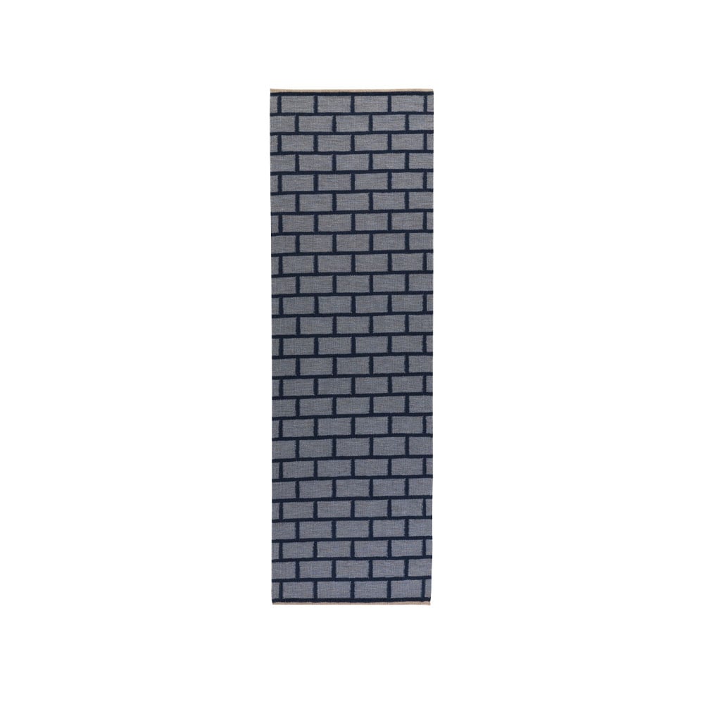 Kateha Brick gångmatta Blue, 80x250 cm | Skandinavisk Design | Ullmattor | Blå