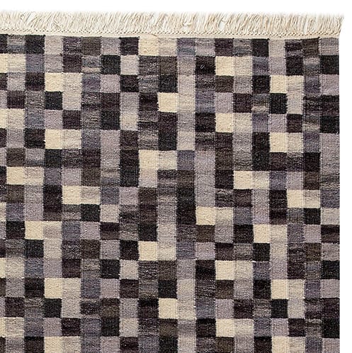Small box handvävd matta, grå - 300x200 - Kateha