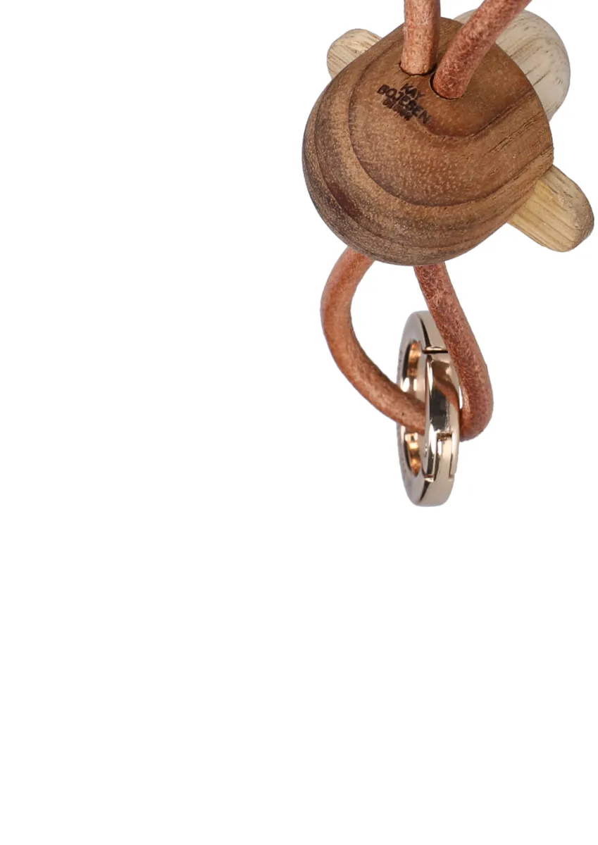 Kaj Bojesen apa nyckelring, Teak-limbaträ, naturläder Kay Bojesen Denmark