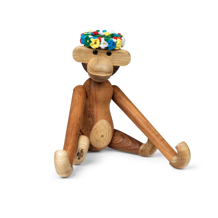 Kay Bojesen apa liten med midsommarkrans - Teak-limbaträ 20 cm - Kay Bojesen Denmark