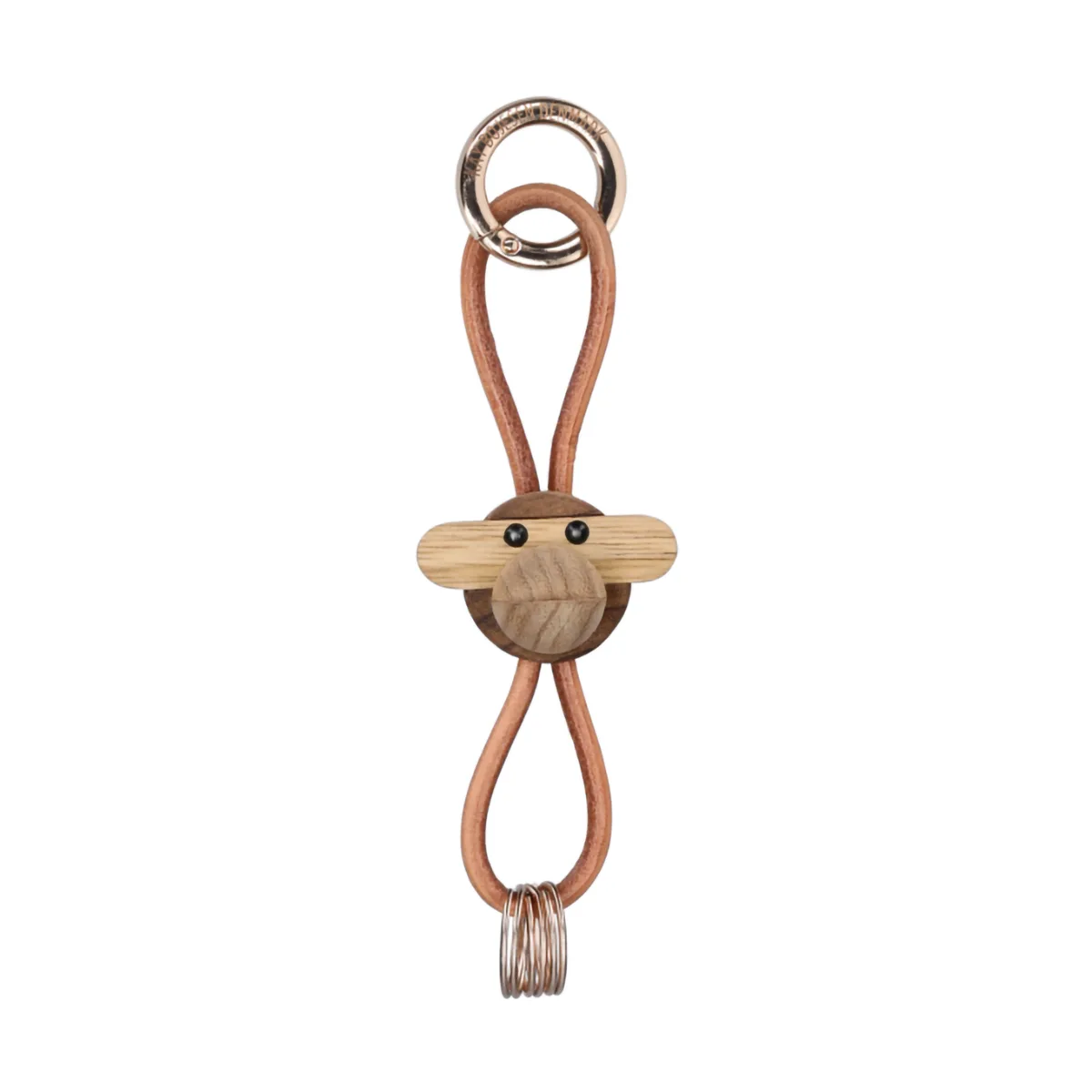 Kay Bojesen apa nyckelring, Teak-limbaträ, naturläder Kay Bojesen Denmark