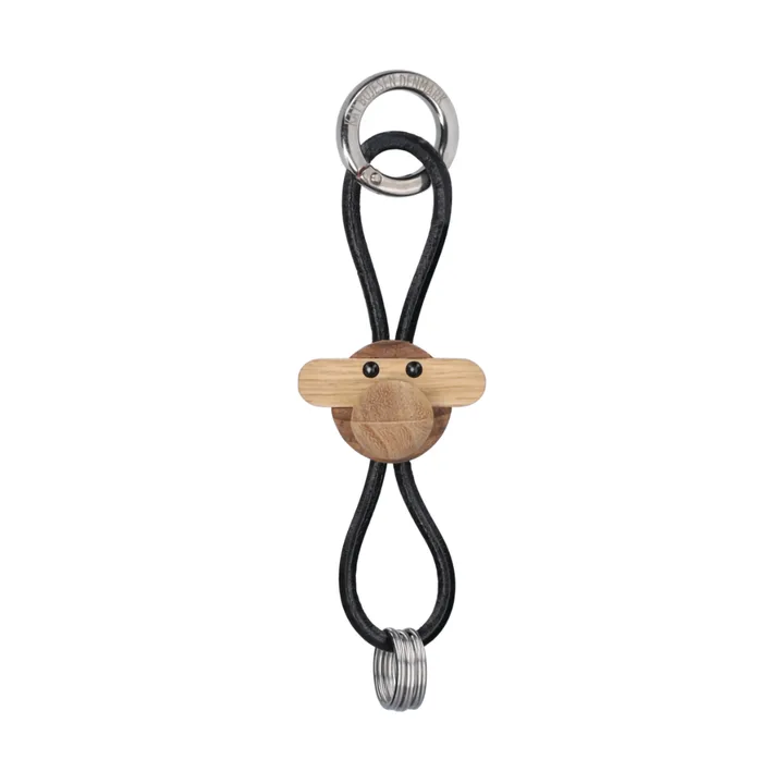 Kay Bojesen apa nyckelring - Teak-limbaträ, svart läder - Kay Bojesen Denmark
