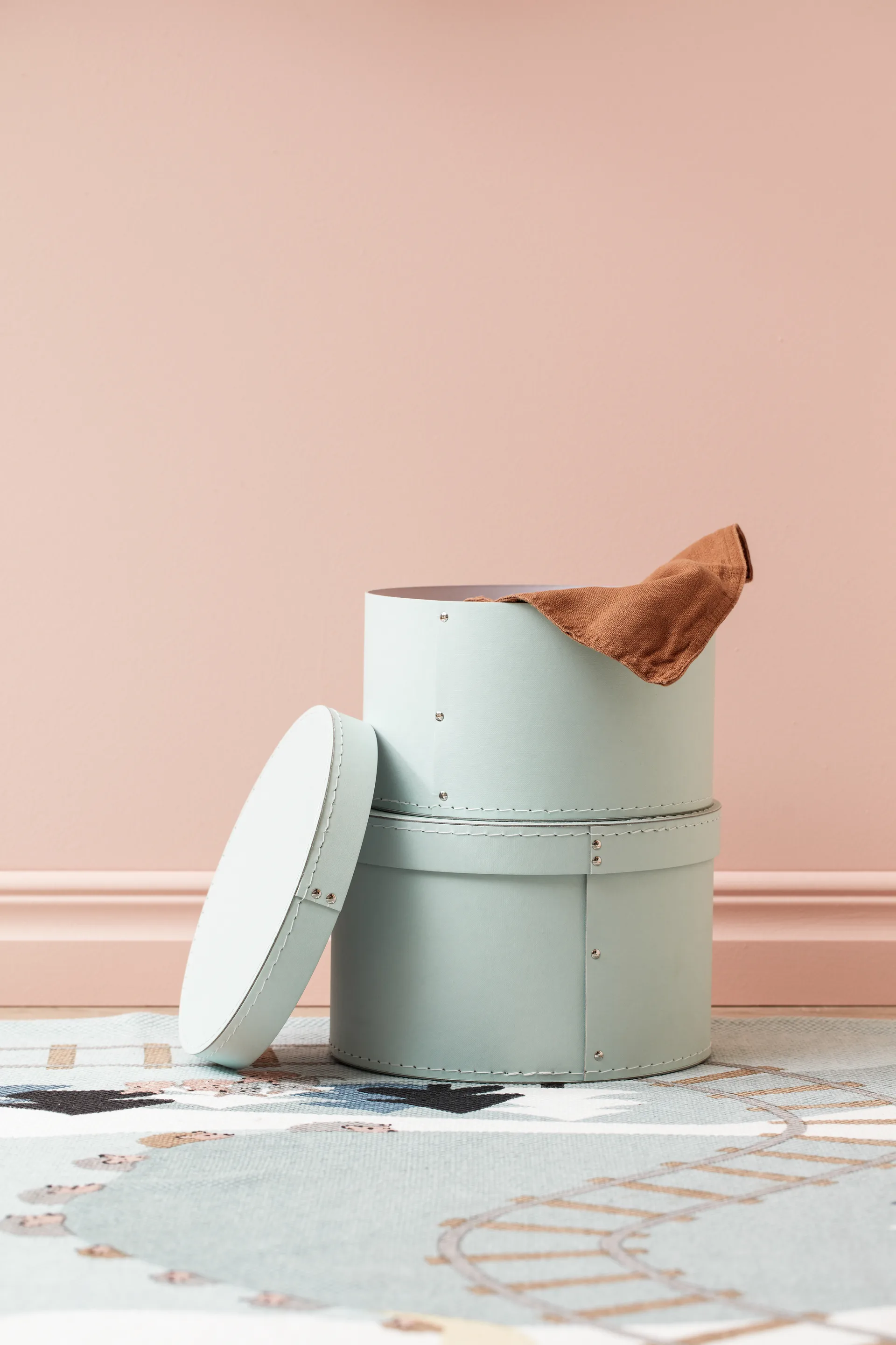 Kid's Base förvaringsbox rund 2 delar, Ljusgrön Kid's Concept