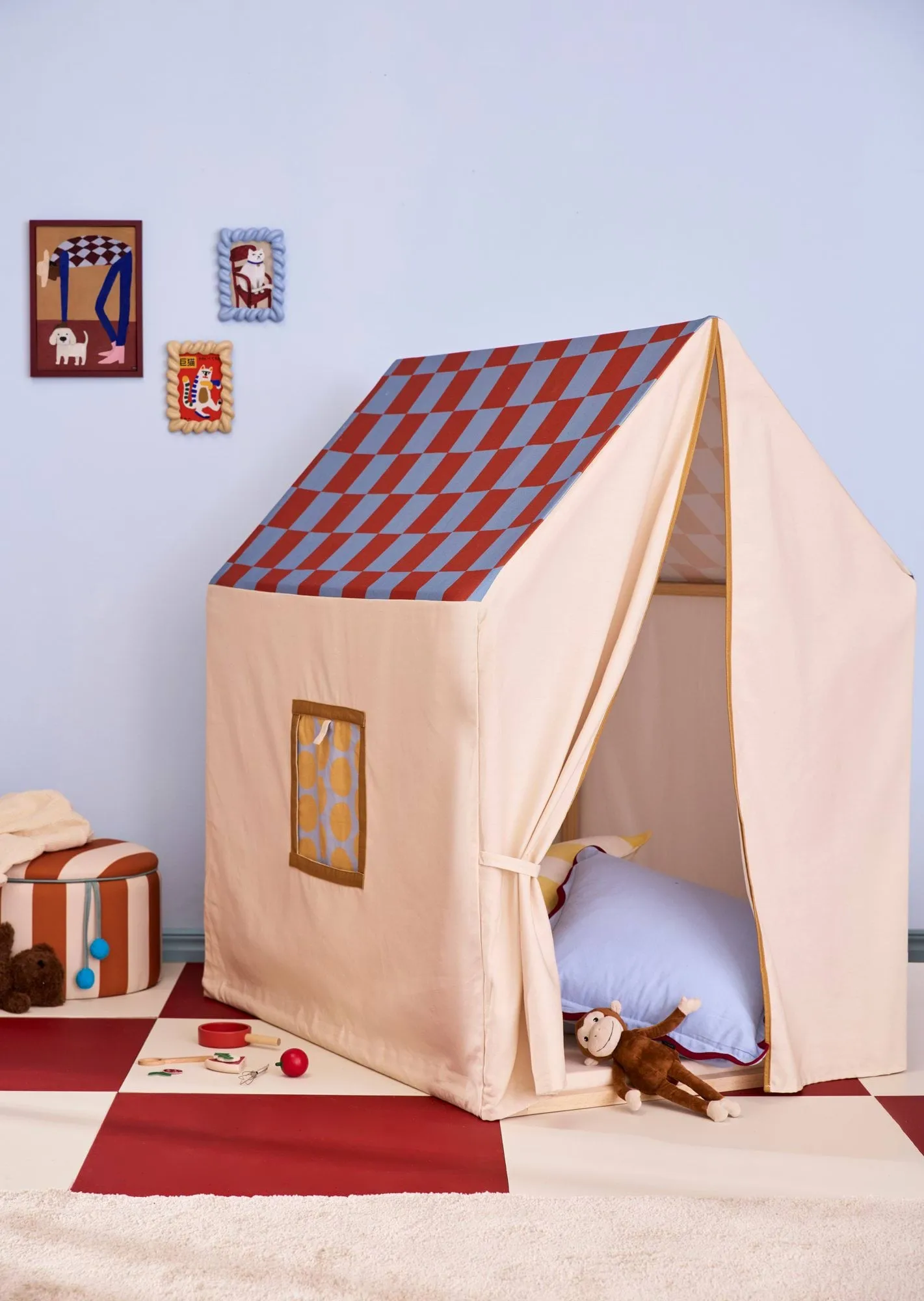 Lekhustält, 110x80x124 cm, Duvblå ruta Kid's Concept