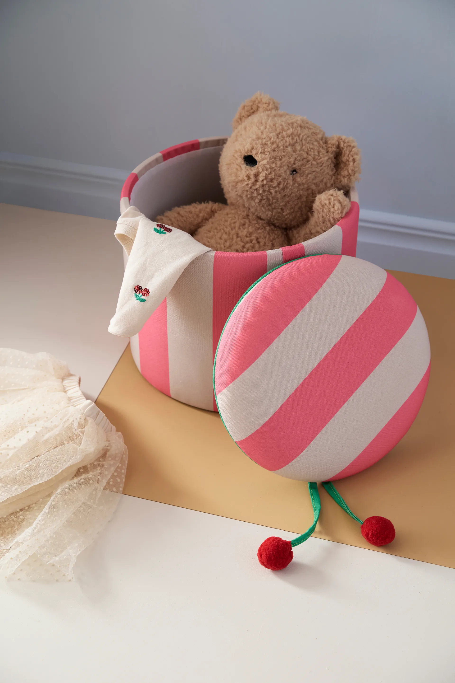 Sittpuff cylinder med förvaring, Rosa, Ø40x30,5 cm Kid's Concept