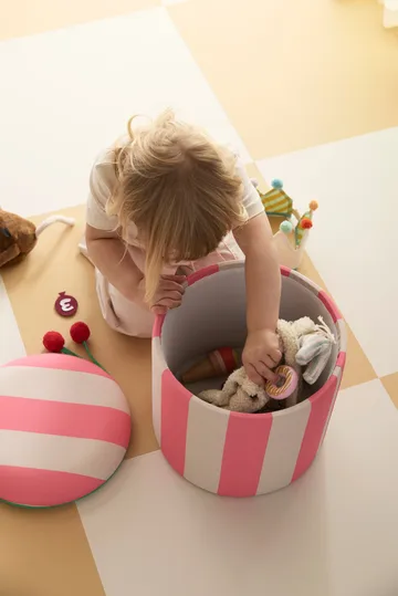 Sittpuff cylinder med förvaring - Rosa, Ø40x30,5 cm - Kid's Concept