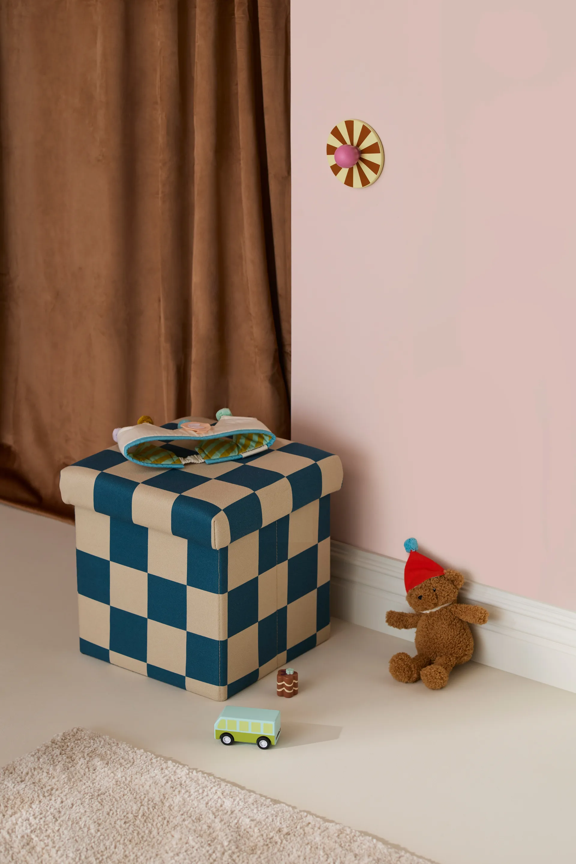 Sittpuff med förvaring ruta, Blågrön, 30x30 cm Kid's Concept