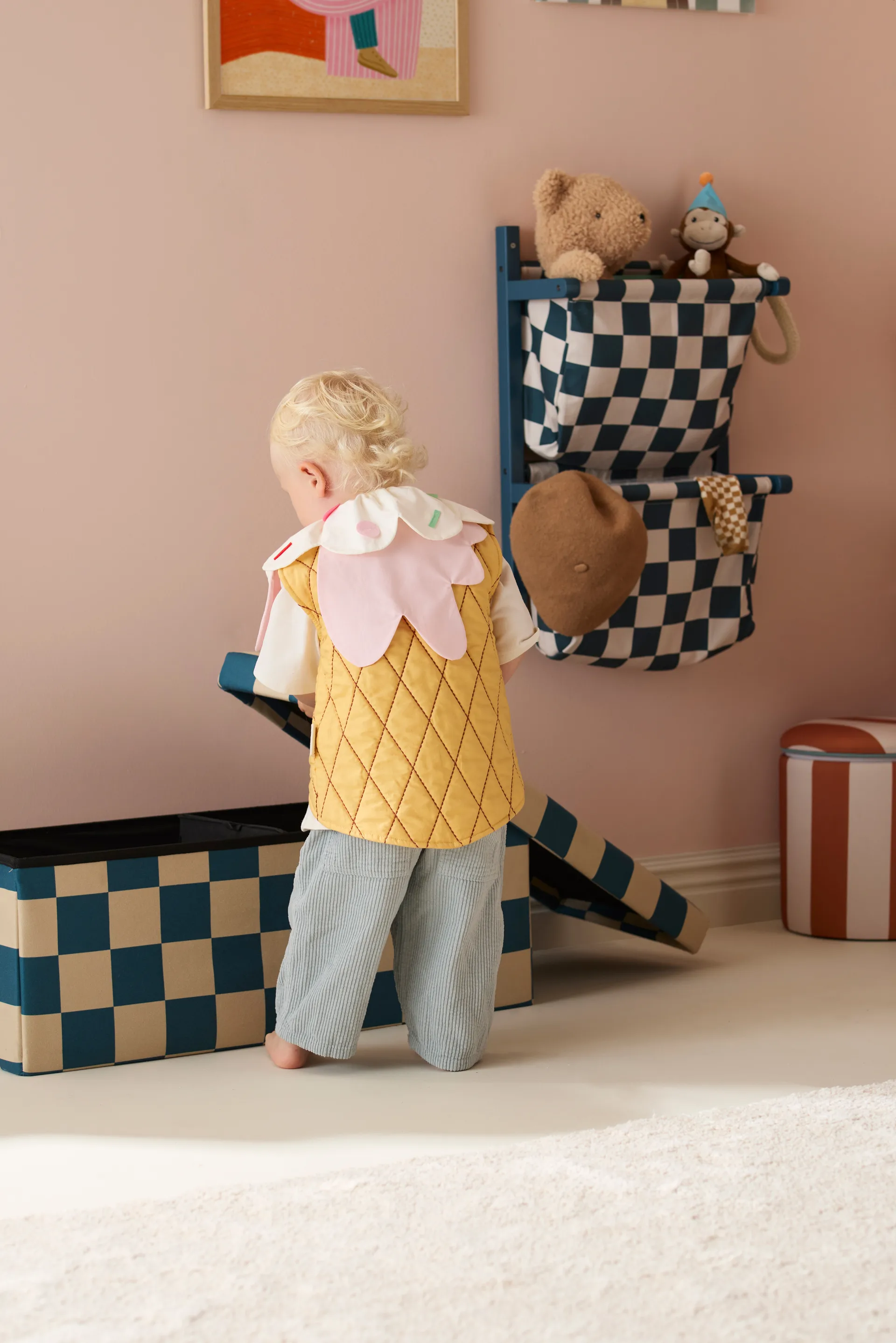 Sittpuff med förvaring ruta, Blågrön, 80x30x30 cm Kid's Concept