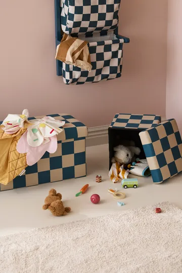 Sittpuff med förvaring ruta - Blågrön, 80x30x30 cm - Kid's Concept