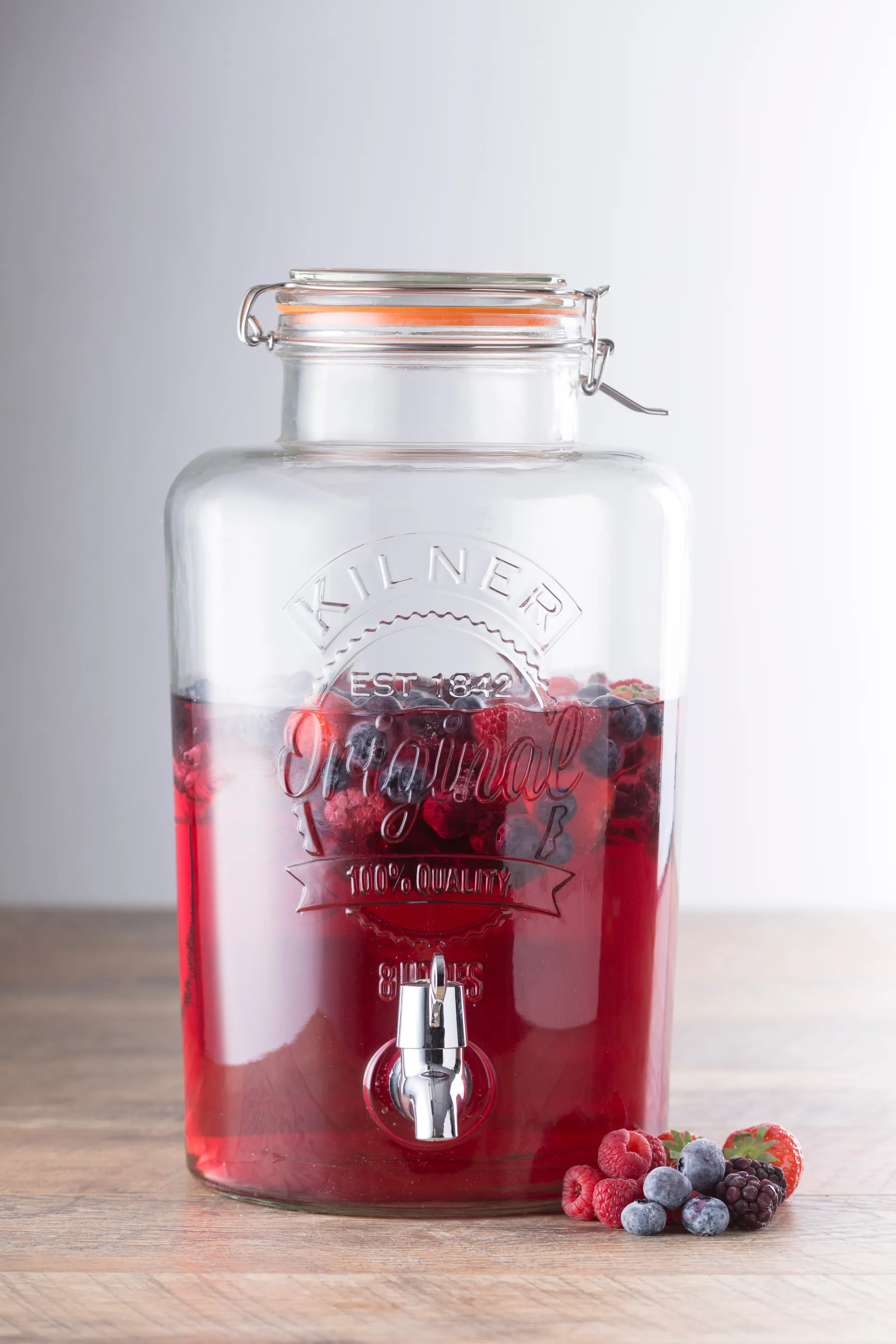Kilner dryckesdispenser med tappkran, Klar-rostfritt stål, 8 L Kilner