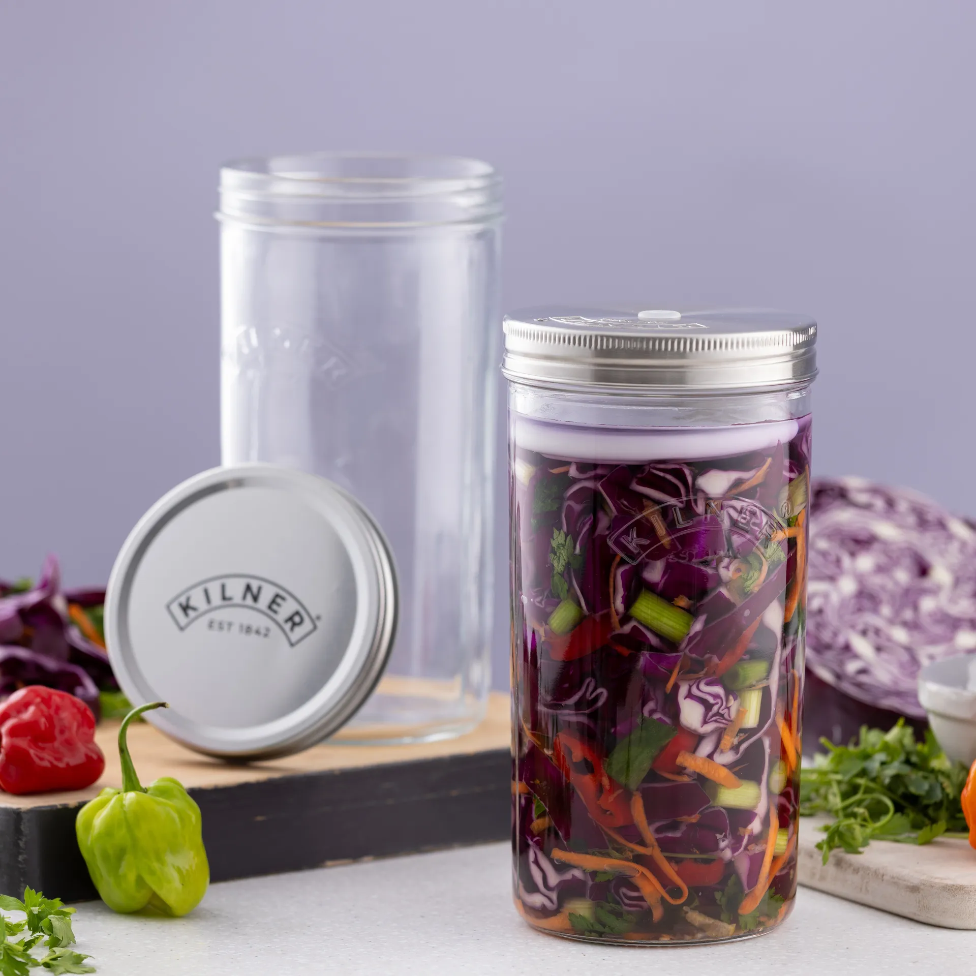 Kilner fermenteringsset, Klar-rostfritt stål, 1 L Kilner