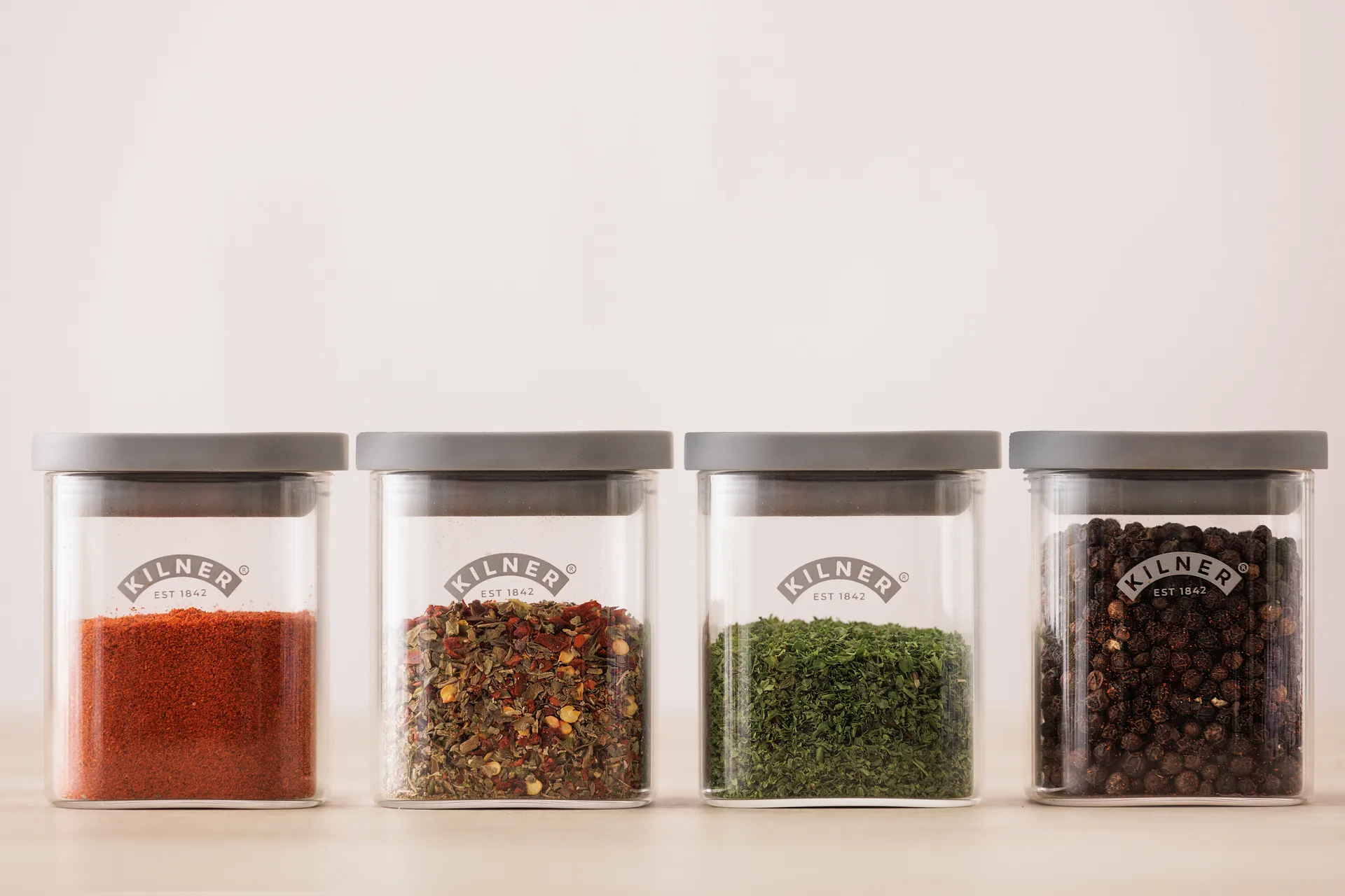 Kilner FRESH kryddburkar, Klar-grå, 4-pack, 160 ml Kilner