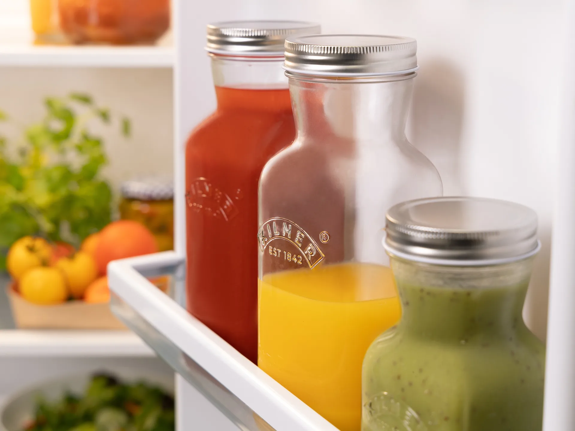 Kilner juice- och såsflaska, Klar-rostfritt stål, 1 L Kilner