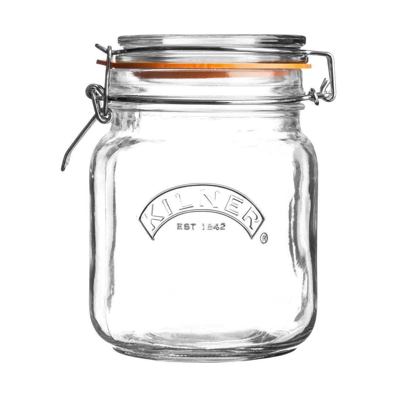 Kilner konservburk fyrkantig med bygel, Klar, 1 L Kilner