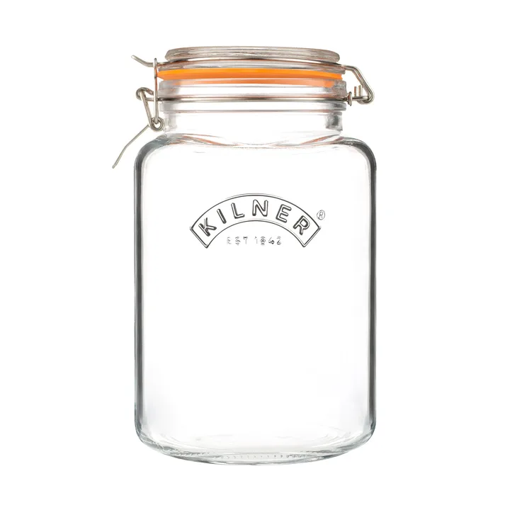 Kilner konservburk fyrkantig med bygel - Klar-rostfritt stål, 3 L - Kilner
