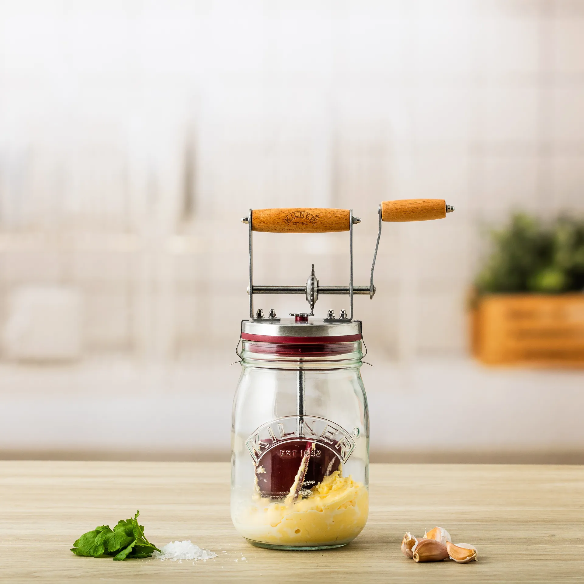 Kilner smörkärnare, Klar-röd, 1 L Kilner