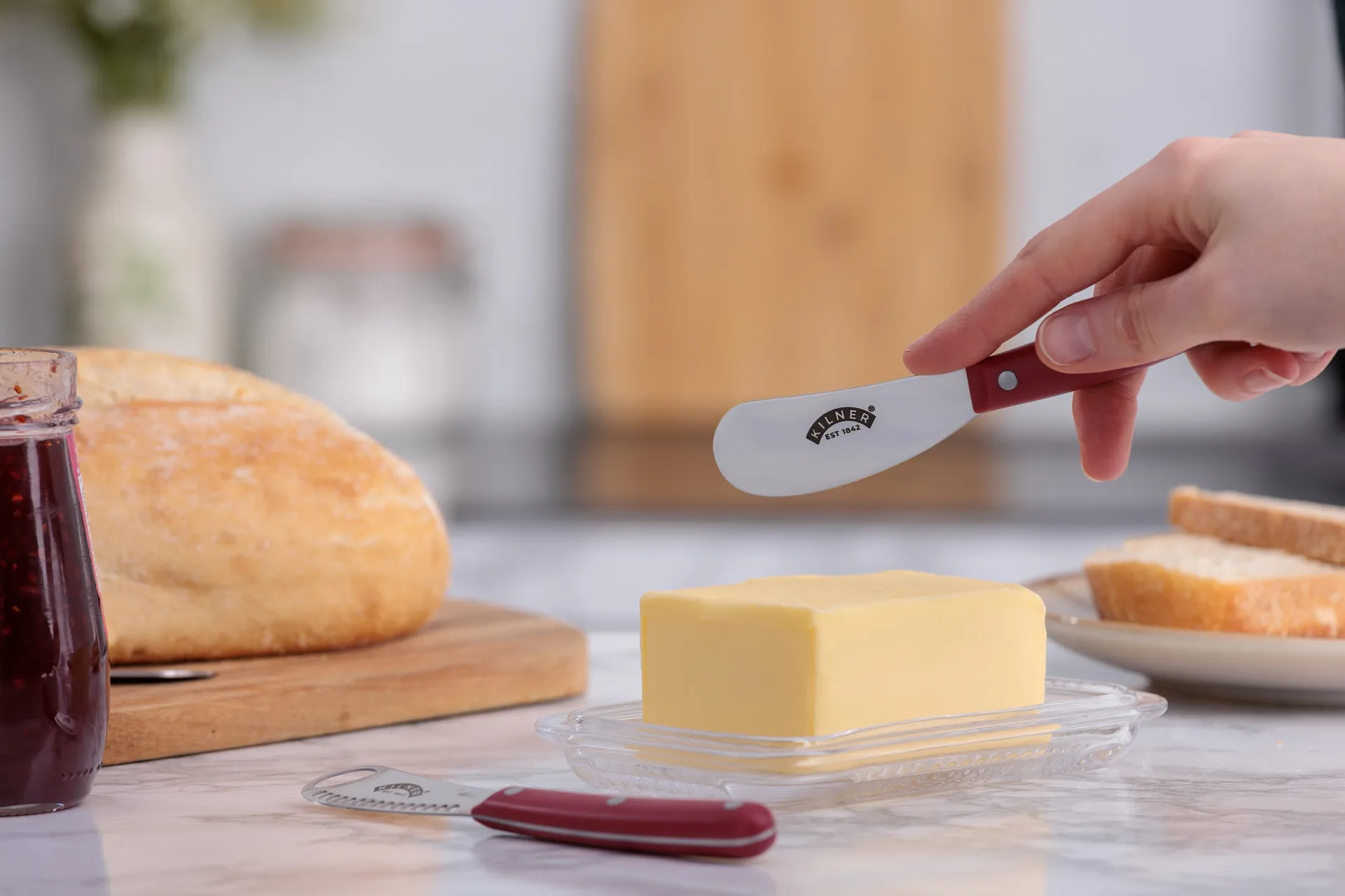 Kilner smörkniv set, Röd-rostfritt stål Kilner
