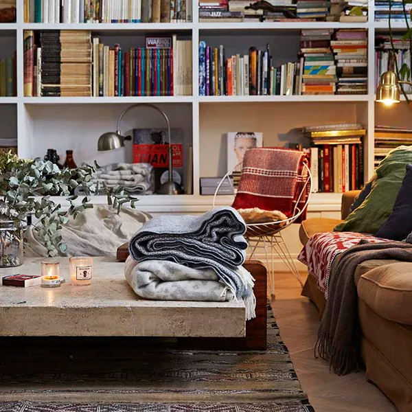 Chevron ullpläd, Grå Klippan Yllefabrik