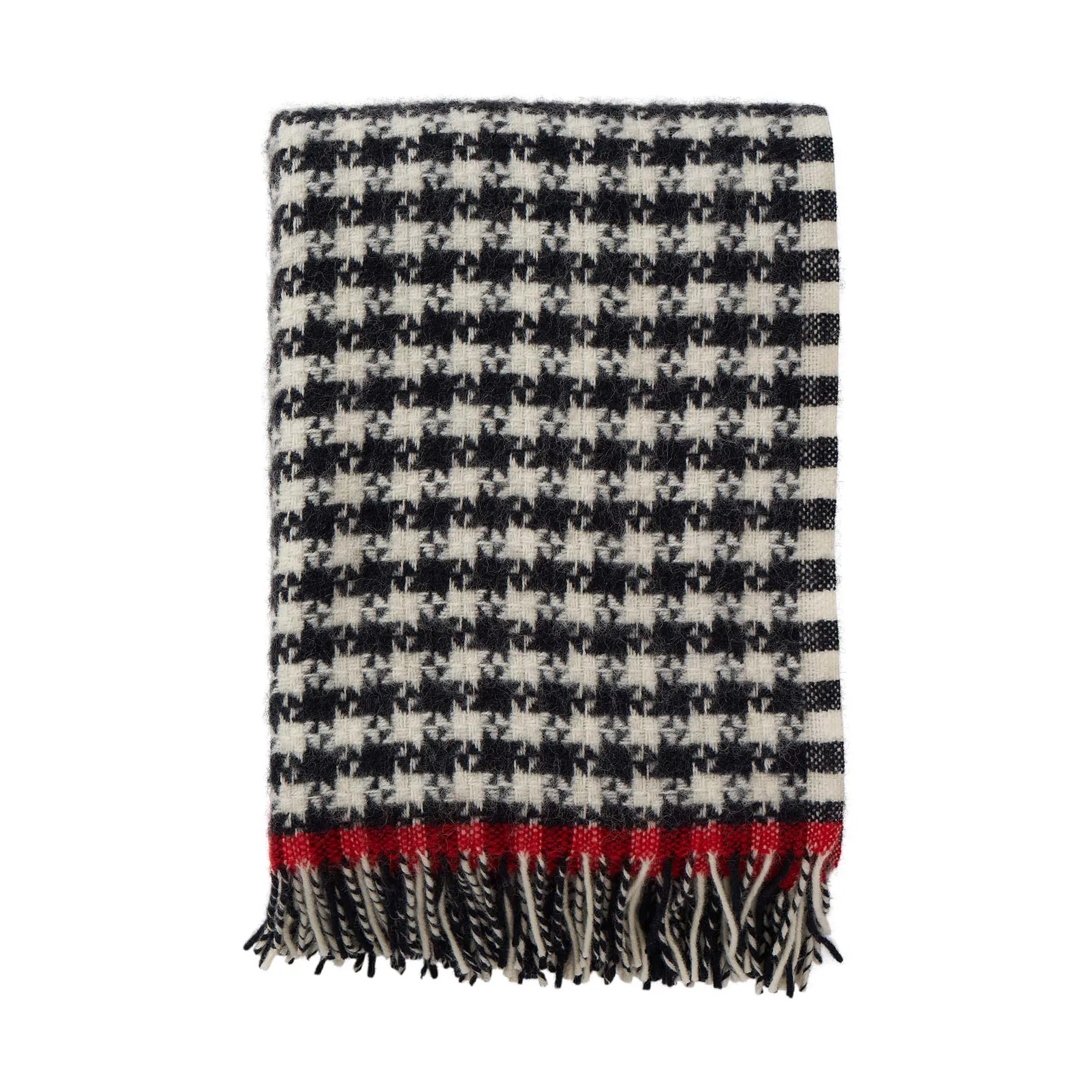 Dogtooth ullpläd 130x200 cm, Black-red Klippan Yllefabrik