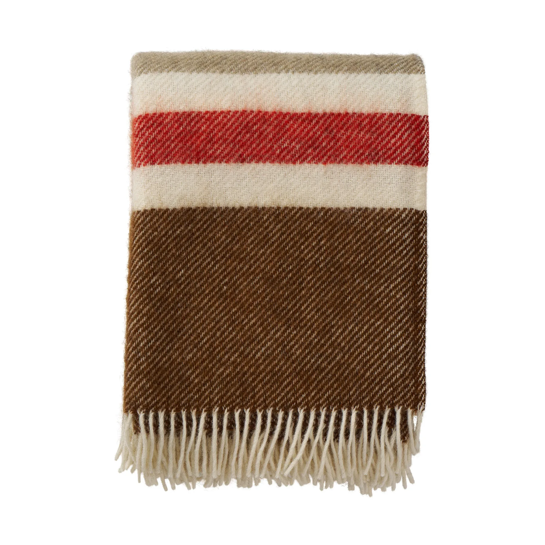 Gotland Stripe ullpläd 130x200 cm, Brown-beige-red Klippan Yllefabrik