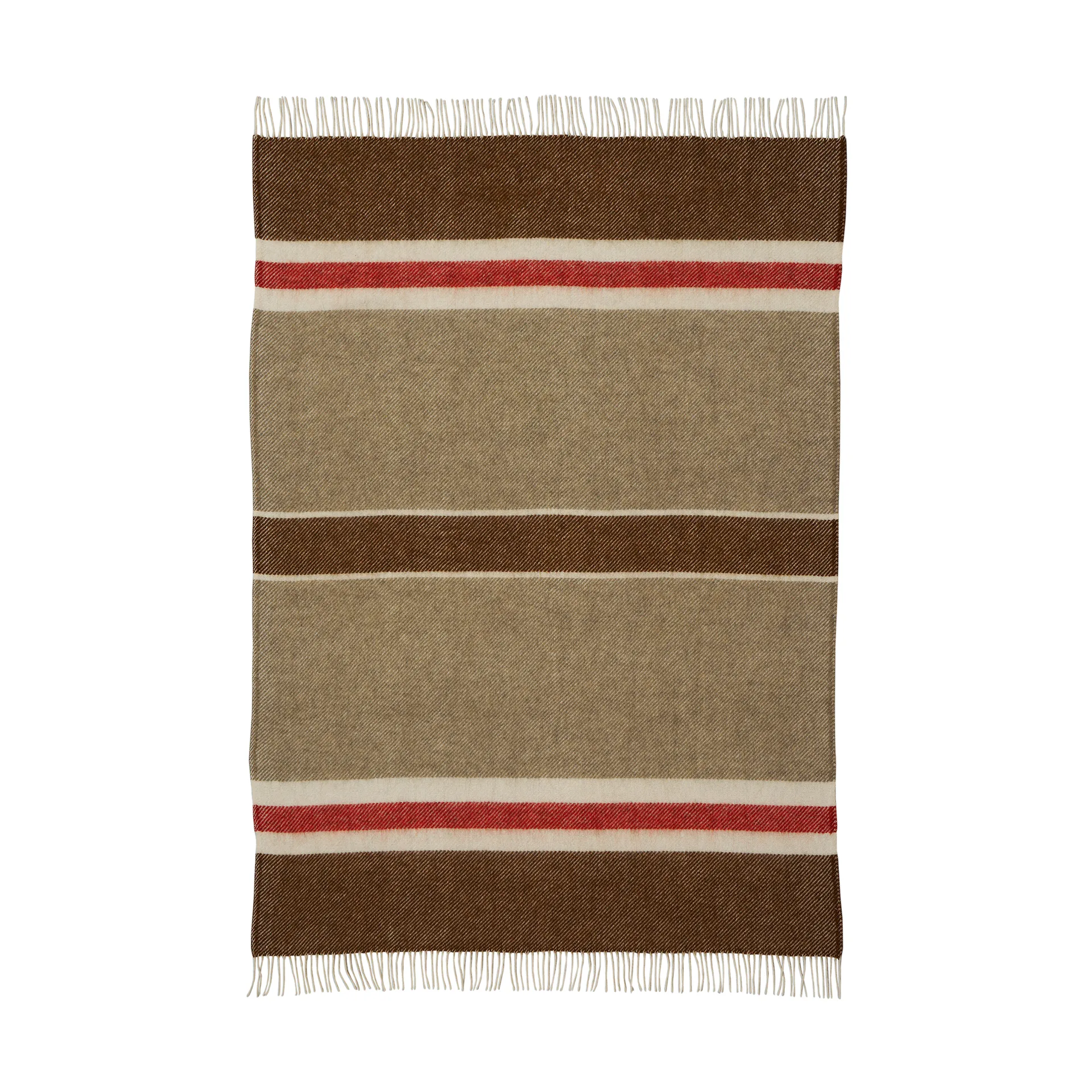 Gotland Stripe ullpläd 130x200 cm, Brown-beige-red Klippan Yllefabrik