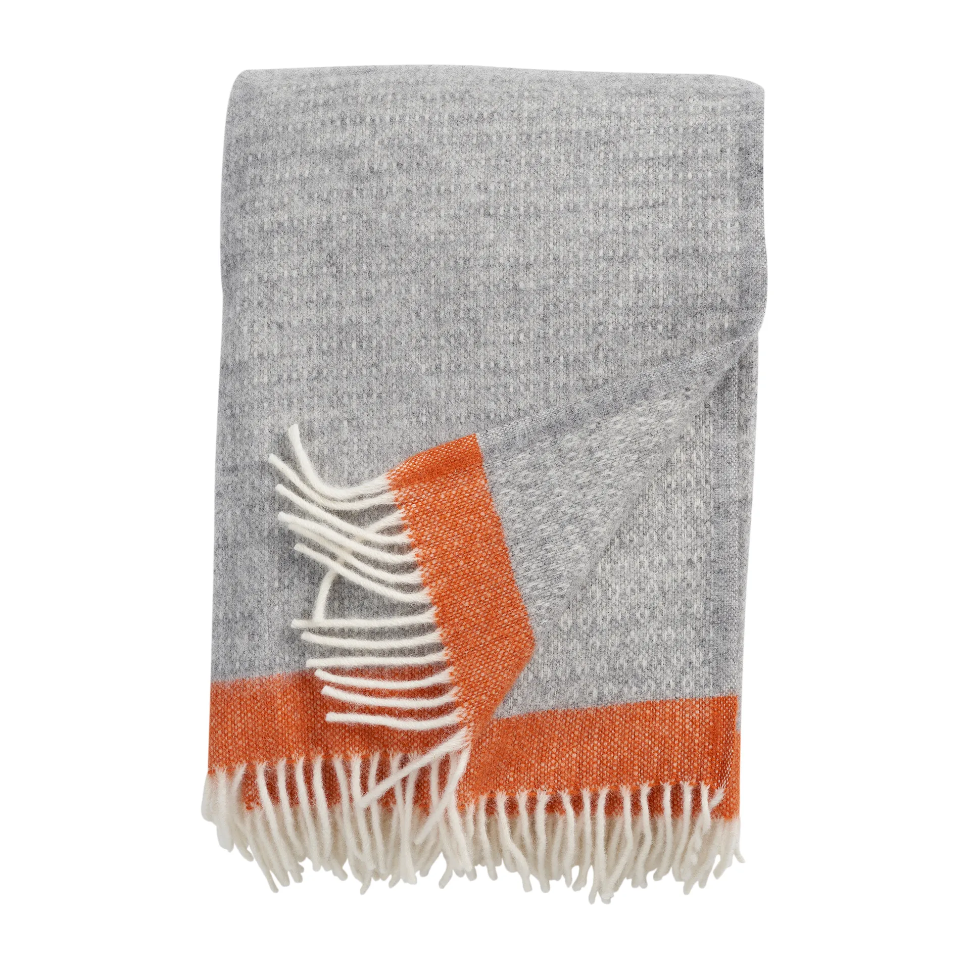 Hampus ullpläd 130x200 cm, Grå-orange Klippan Yllefabrik