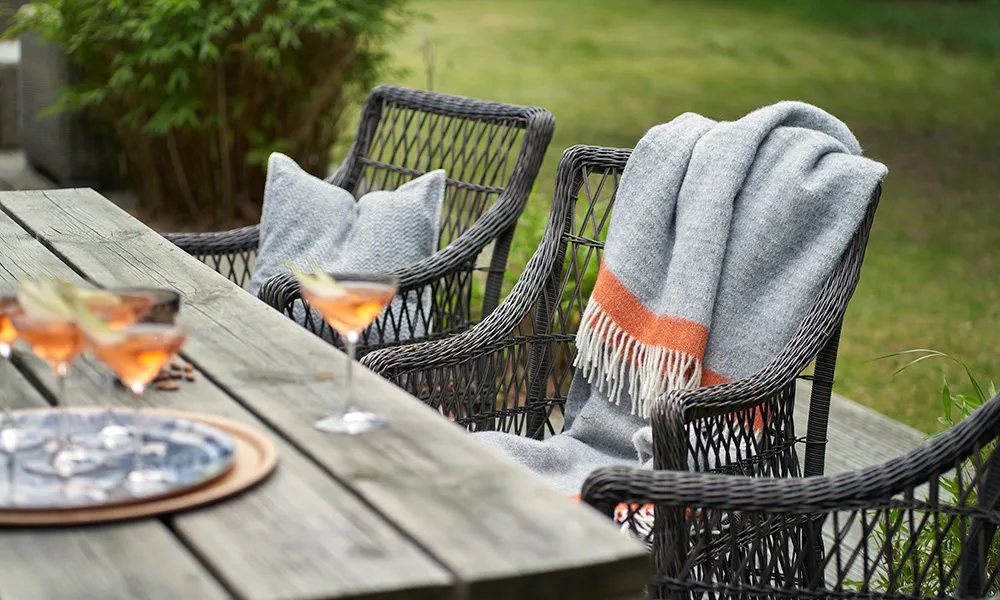 Hampus ullpläd 130x200 cm, Grå-orange Klippan Yllefabrik