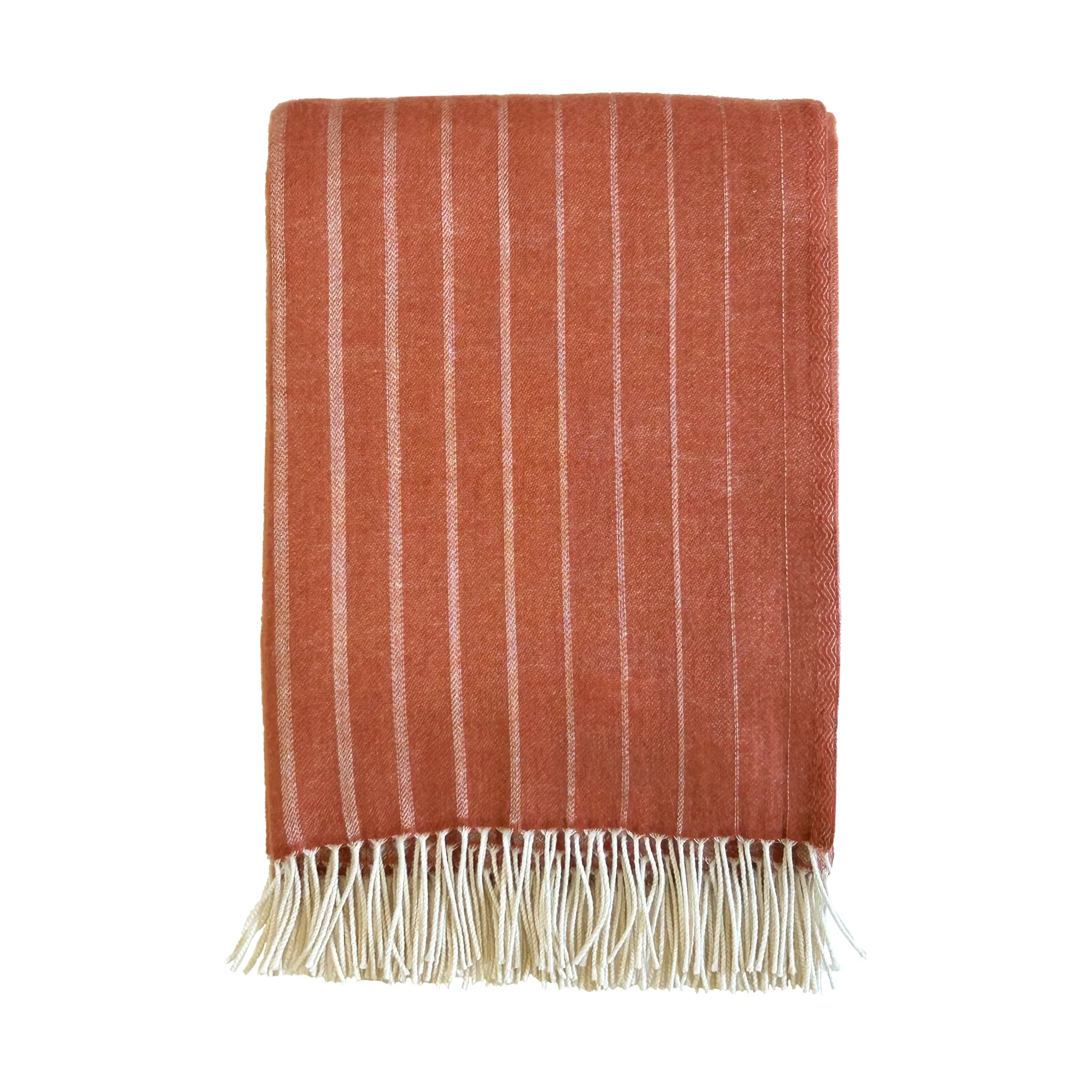 Klippan Yllefabrik Irregular stripes ullpläd Rust, 130x200 cm
