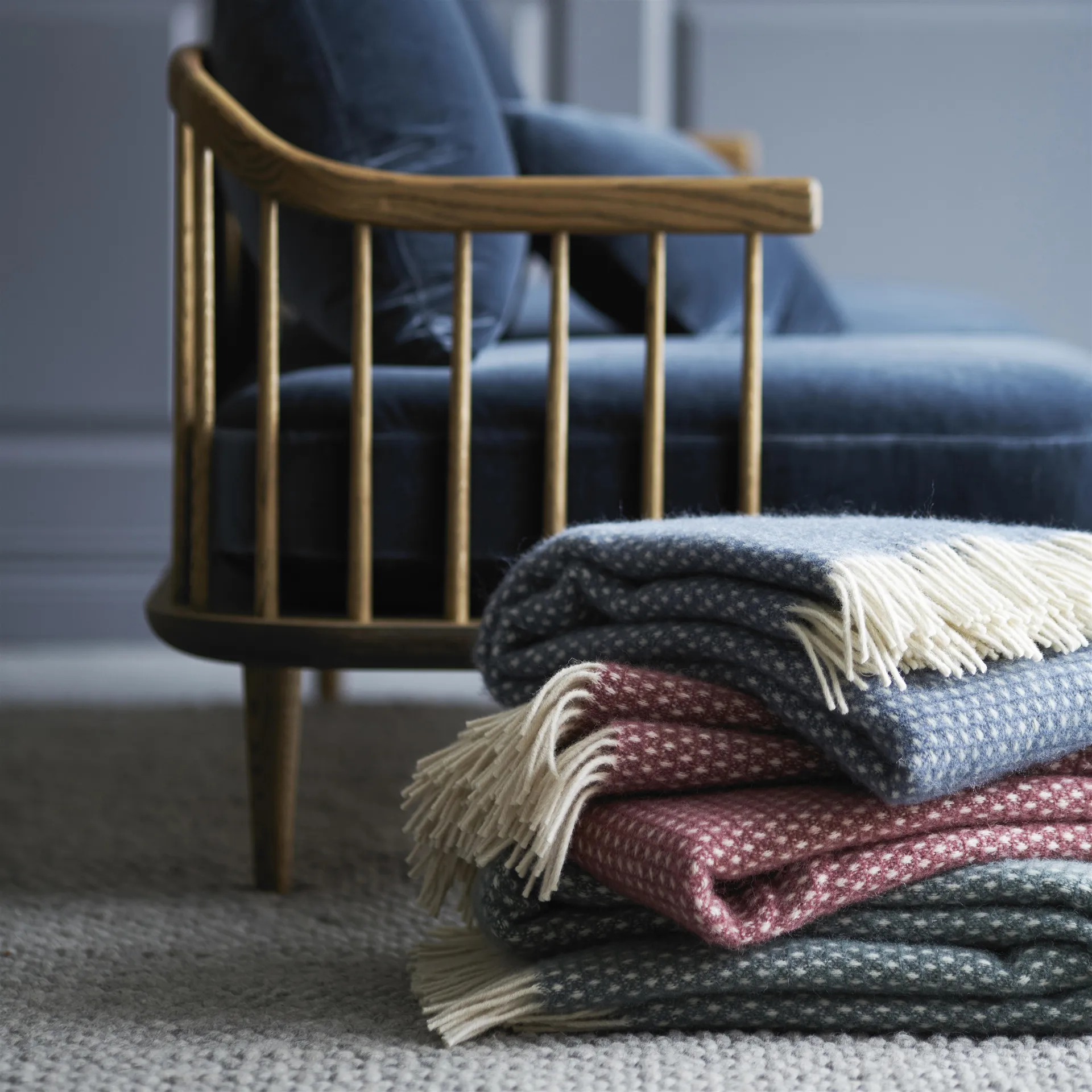 Knut ullpläd, roströd Klippan Yllefabrik