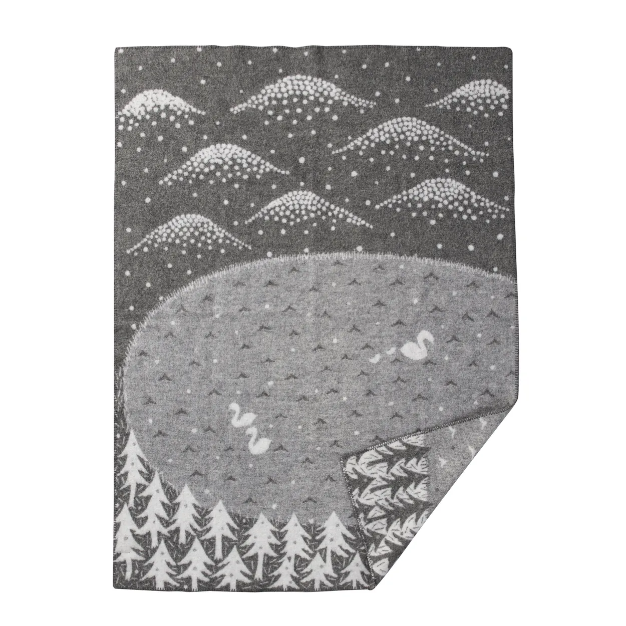 Klippan Yllefabrik Lake in the valley pläd grå | Skandinavisk Design | Ullplädar & Ullfiltar | Grå