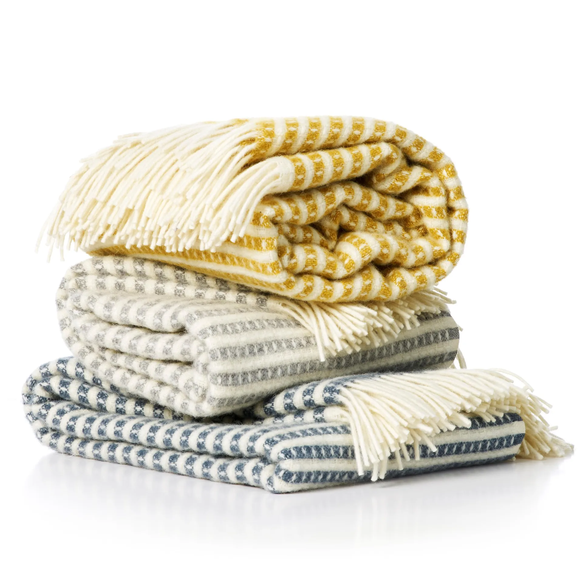 Olle ullpläd, rökblå Klippan Yllefabrik