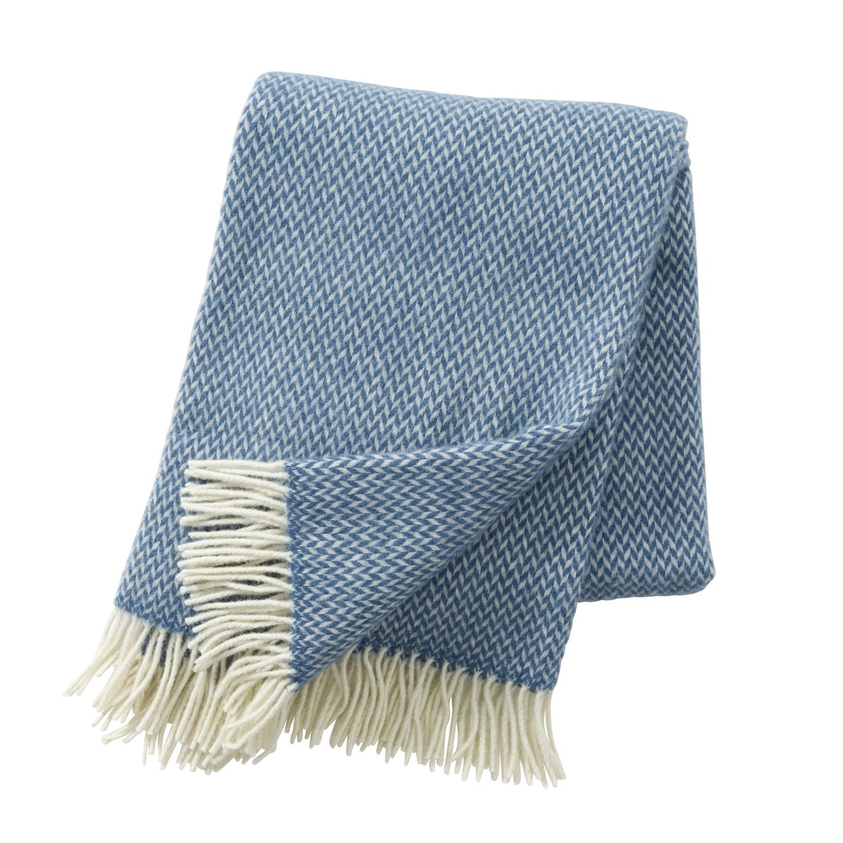 Klippan Yllefabrik Pulse ullpläd china blue (blå) | Skandinavisk Design | Ullplädar & Ullfiltar | Blå