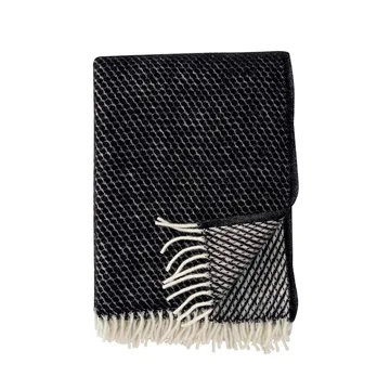 Velvet ullpläd - svart - Klippan Yllefabrik