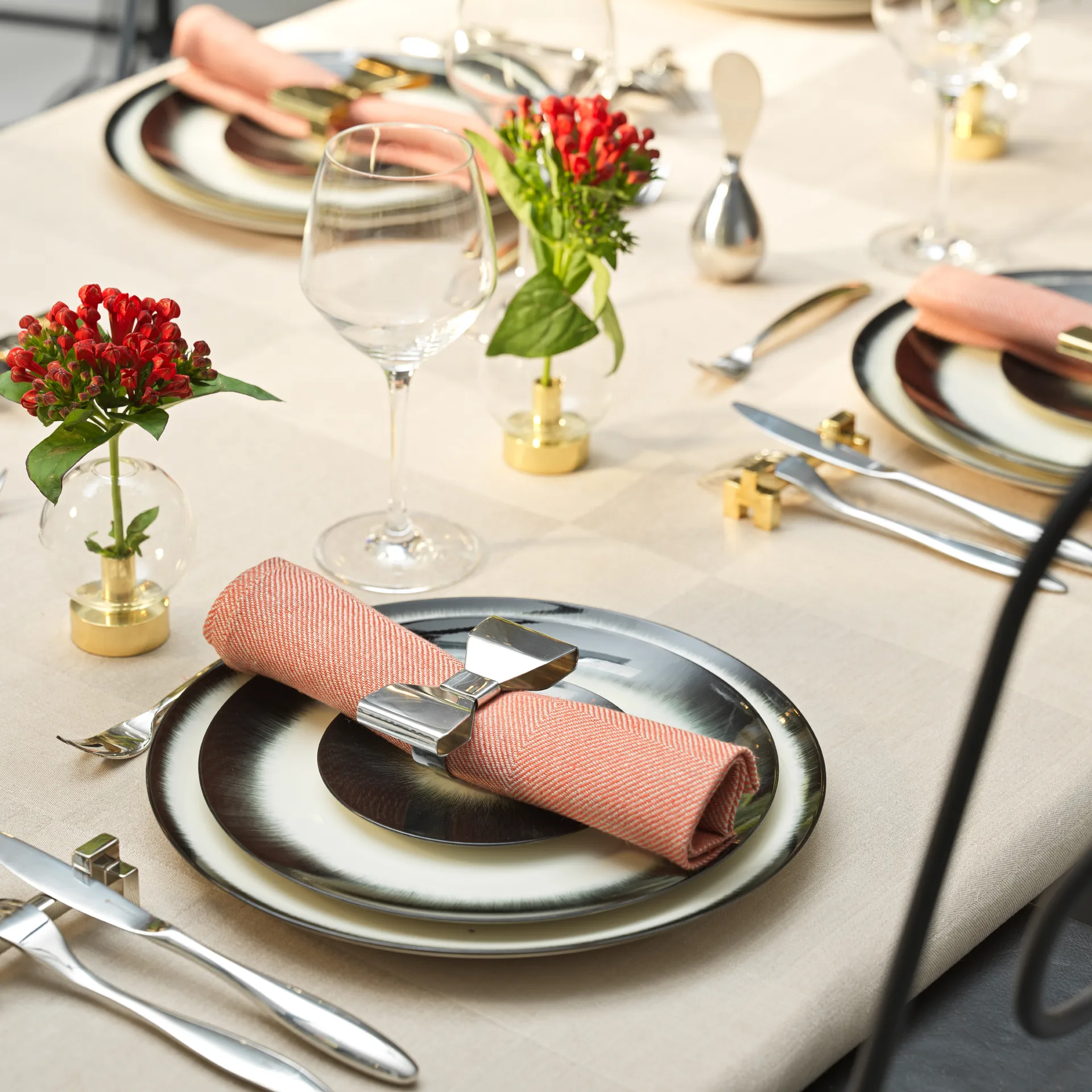 Bowie servettring 2-pack, Rostfritt stål KLONG