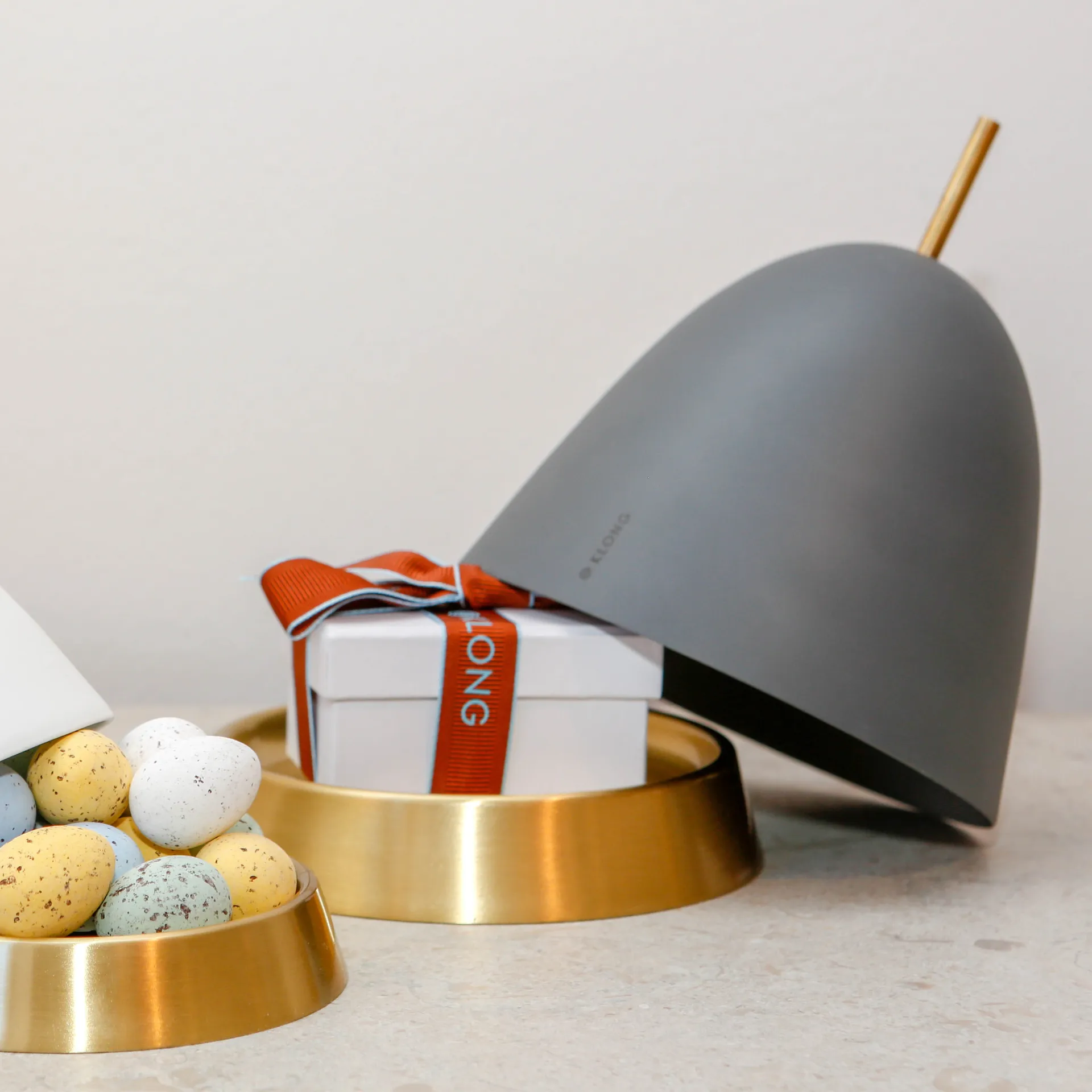 Gömma förvaring medium 16,5 cm, Grå-mässing KLONG