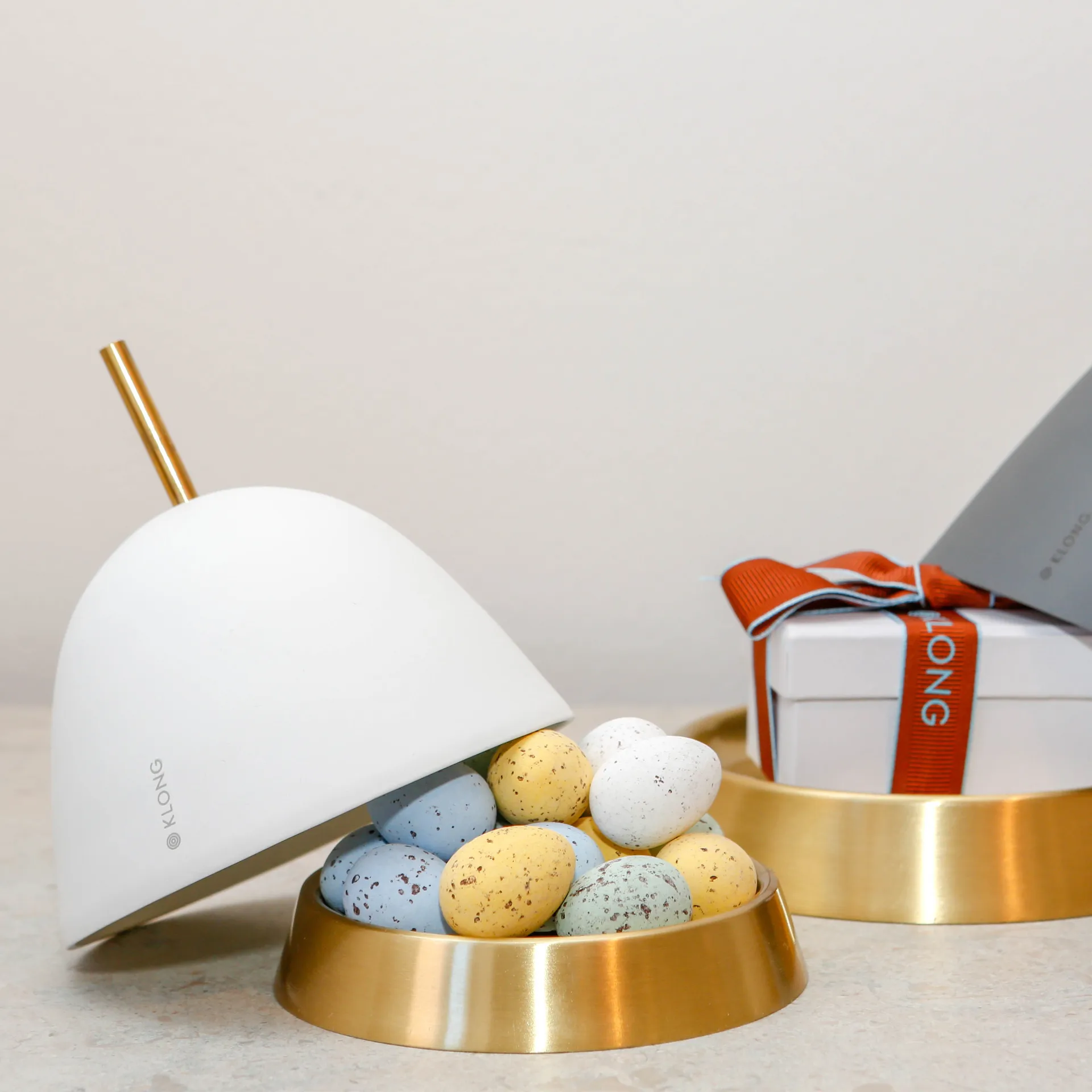 Gömma förvaring small 12 cm, Vit-mässing KLONG