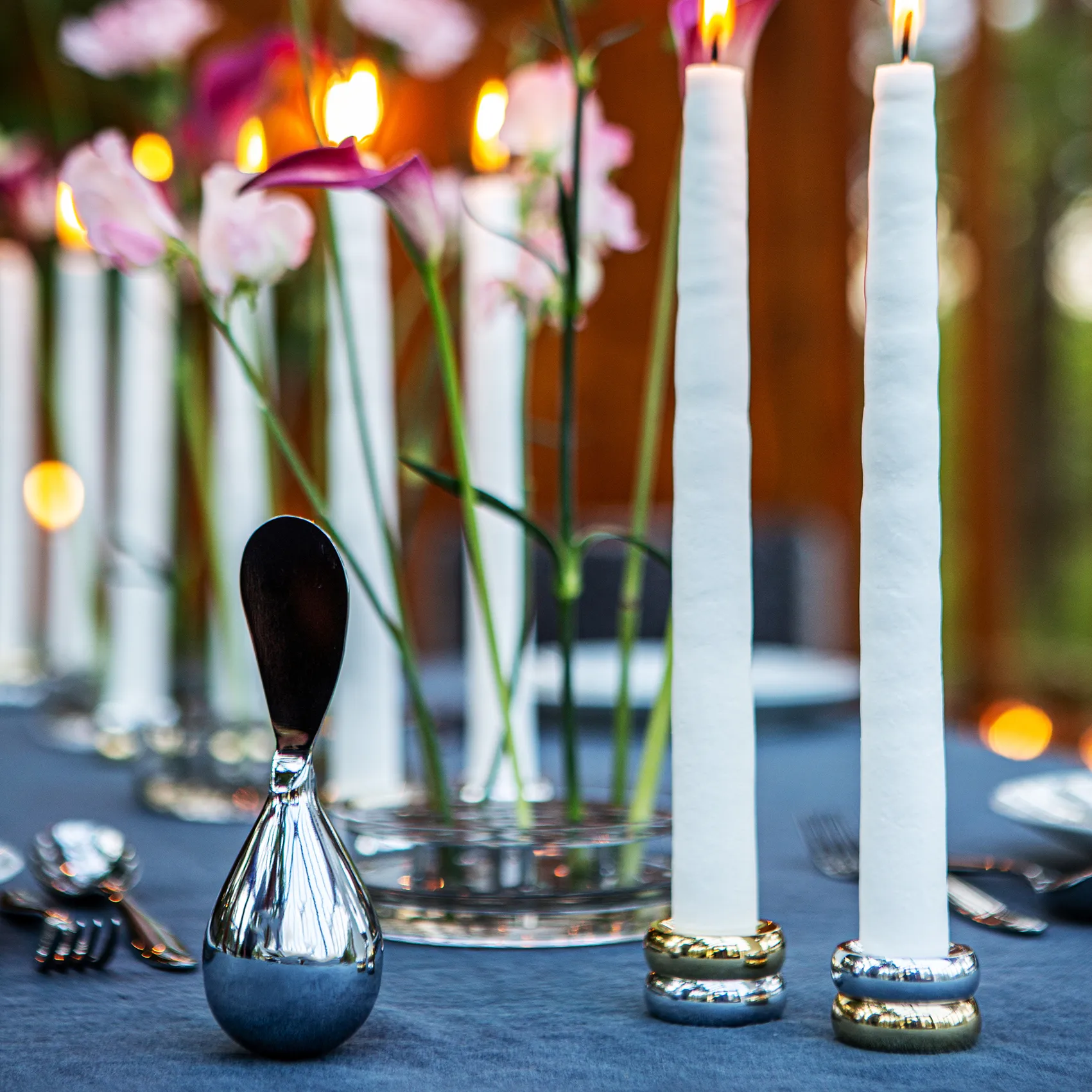 Marriage Duo ljusstake 2 delar, Mässing-silver KLONG