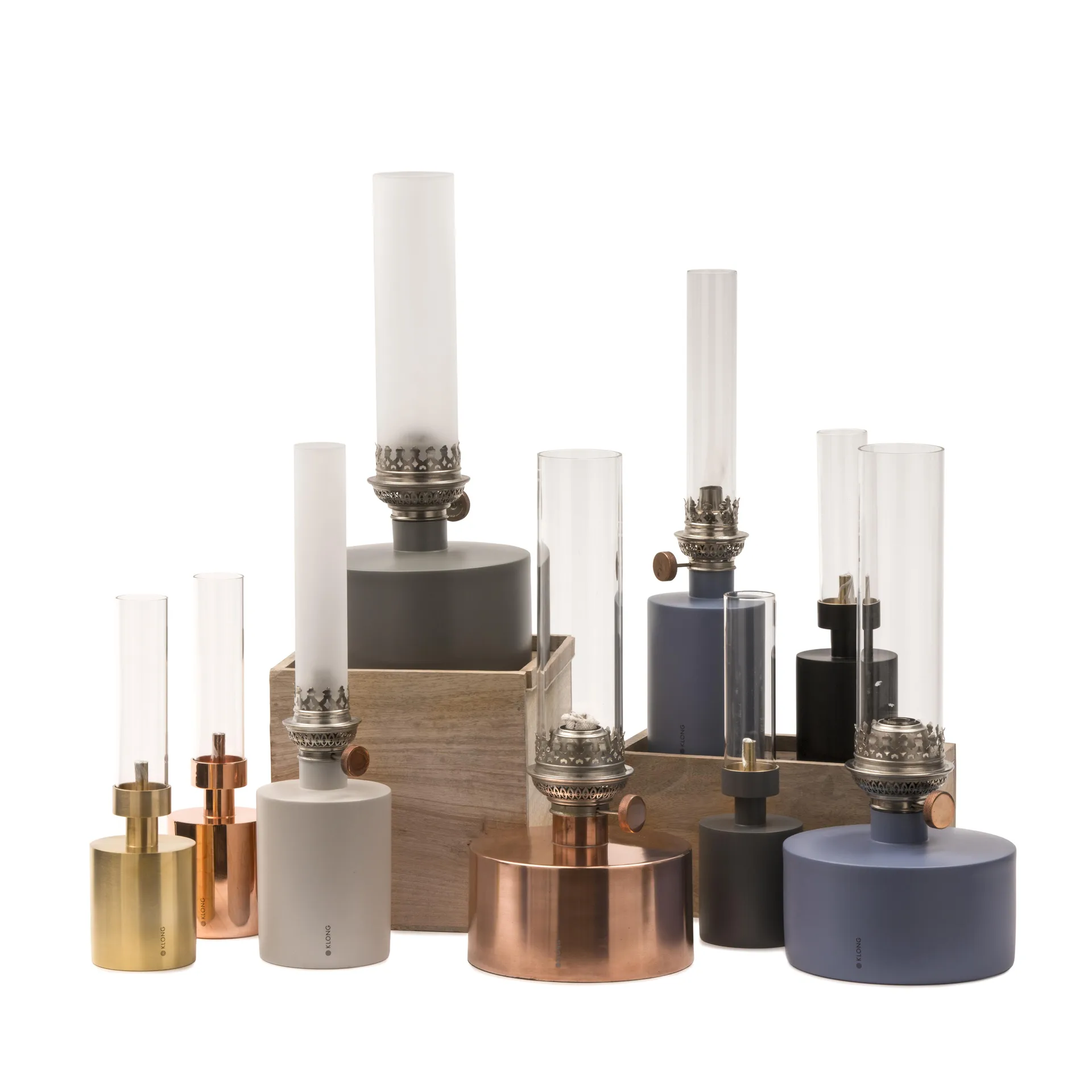 Patina oljelampa, liten, blå KLONG