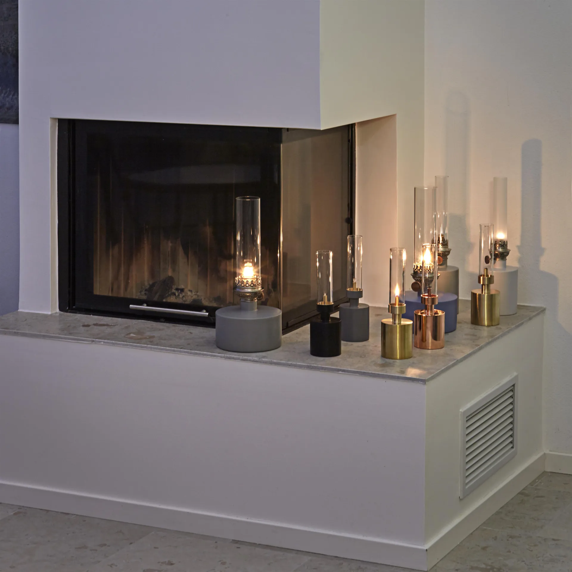 Patina oljelampa, stor, grå KLONG