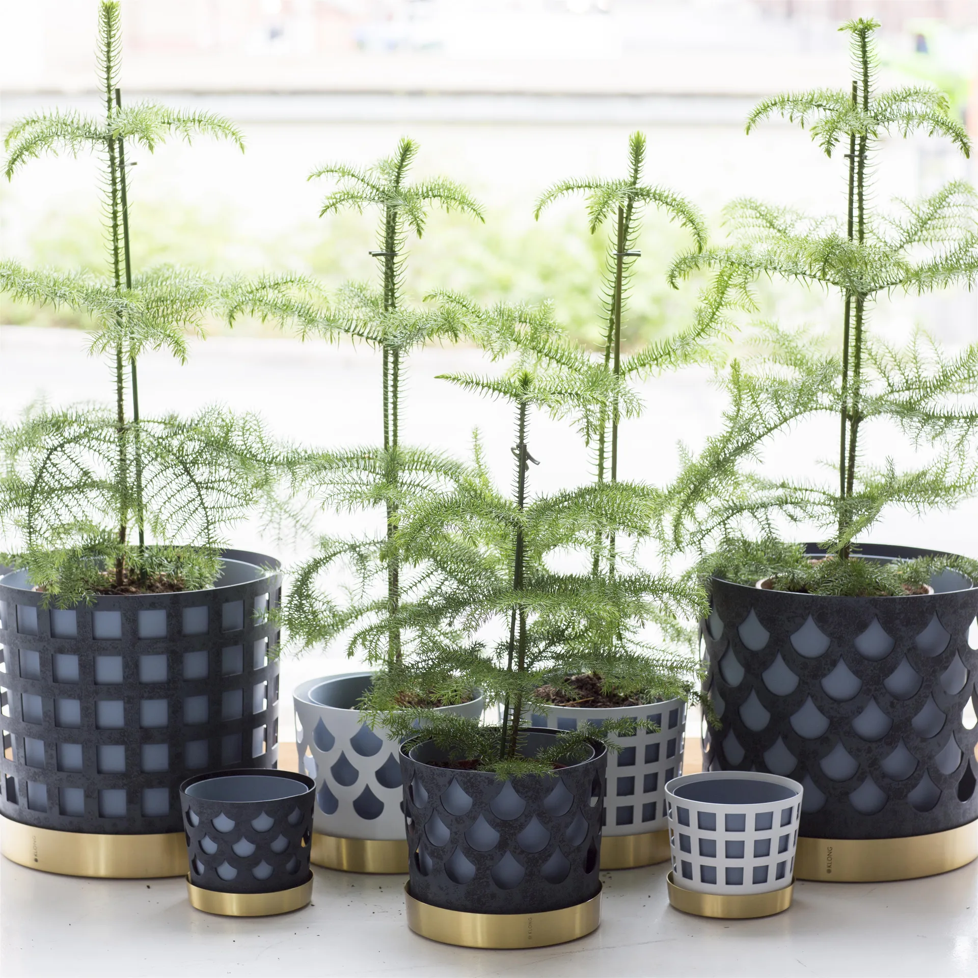 Trio kruka square, mellan, vit KLONG