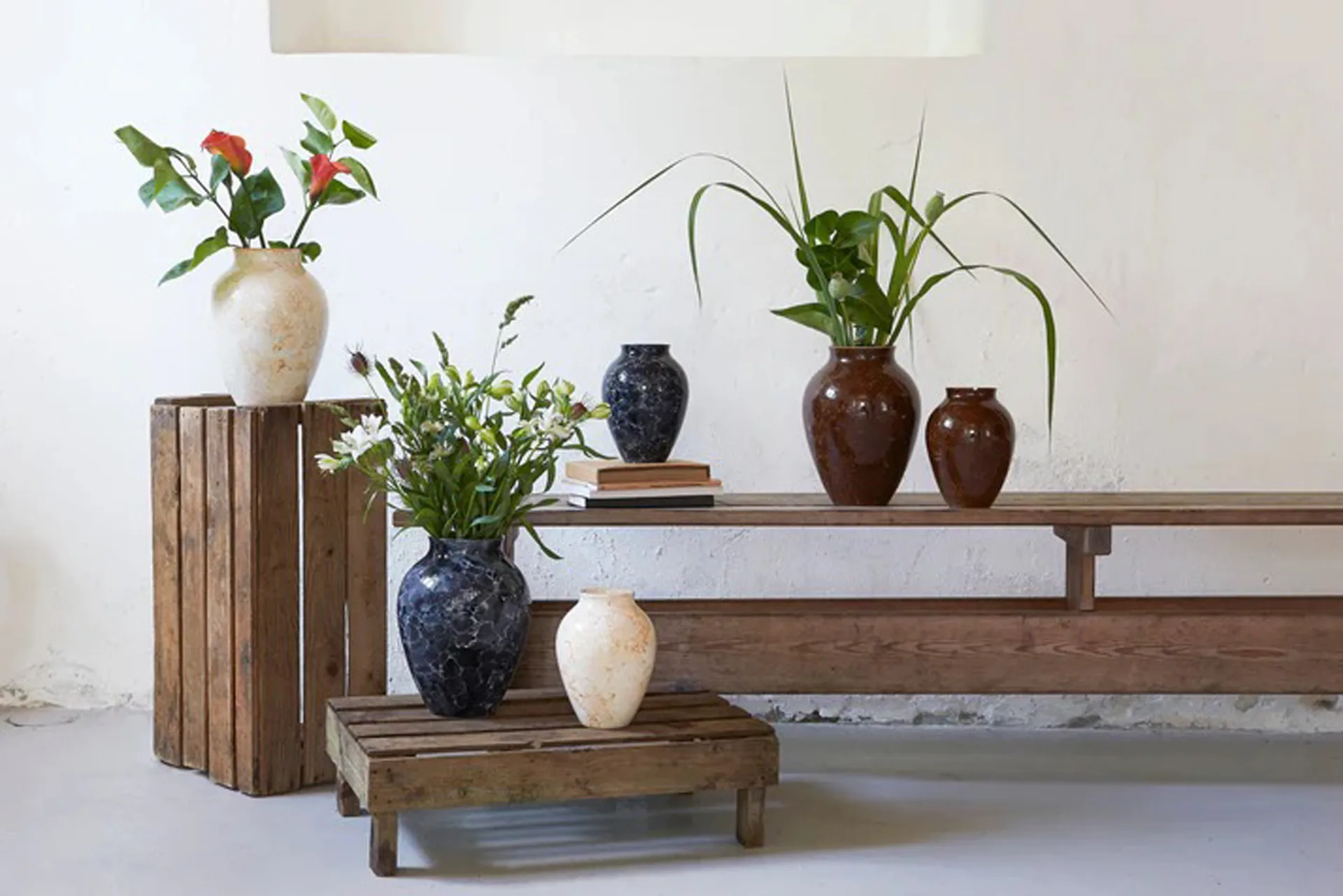 Knabstrup vas Natura 27 cm, Vit-ljusbrun Knabstrup Keramik